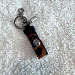 Coach Leather Leopard Print Trigger Snap Bag Charm and Keychain